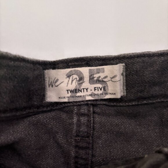 Free People Shorts 25 Button Fly Romeo Roll Up Cotton Distressed Gray - Picture 3 of 4